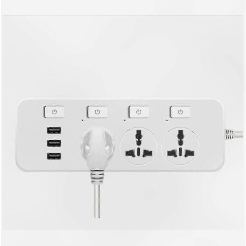 Πολύπριζο ΗΠΑ/ΕΕ με 3 πρίζες και 3 θύρες USB, προστασία από υπερτάσεις 5V2.1A 1