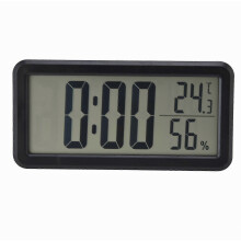 Orologio digitale LCD portatile, sveglia elettronica da tavolo con display di temperatura e umidità, nero, montabile a parete, senza batteria, pe