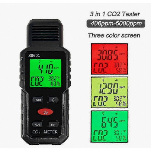 3-in-1 CO2-meter, draagbare luchtkwaliteitsmonitor, 5000 ppm CO2-meter, koolstofdioxide-detector S8601A 2