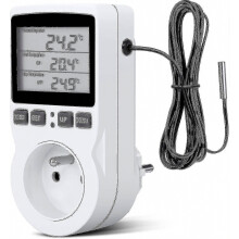 Digitale temperatuurregelaar met stopcontact, verwarming en koeling, thermostaat 230V met sensor en sonde, LCD-scherm voor kas, aquarium, terrari