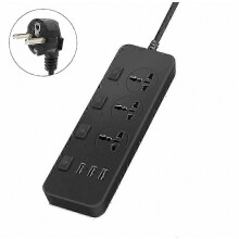 Multipresa US/EU con 3 prese e 3 porte USB, protezione da sovratensione 5V 2.1A