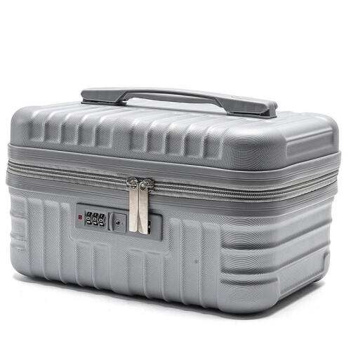 Portable Cosmetic Suitcase Bag with Code Lock - Large Capacity Travel Toiletry Organizer Grey
