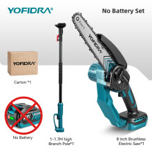 YOFIDRA Elektrische Kettensäge, 8 Zoll, Bürstenloser Motor, Teleskopstange 1-1,7 m, für Gartenpflege