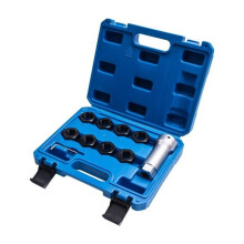10pc Axle Spindle Threading Set, 8 Dies 1-1/16" Extension Bar, Axle Nut Rethreader with M20 M22 M24 & 13/16" 3/4" Nuts