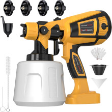 Pistolet à peinture électrique HVLP 1000W, Réservoir 1400ml, Débit réglable avec 4 buses, Pour meubles et murs