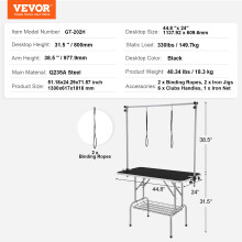 SucceBuy Table de toilettage pour chien 46inch, Bras réglables et pliable, Acier inoxydable