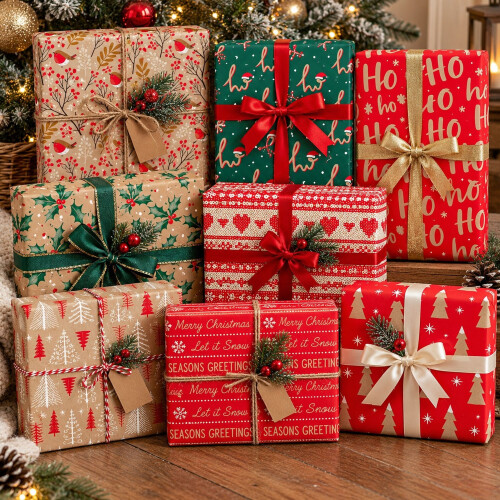 8 Christmas Wrapping Paper Sheets Contemporary 2
