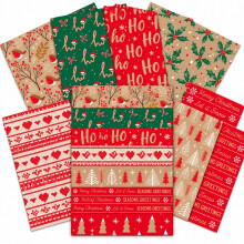 8 Christmas Wrapping Paper Sheets Contemporary