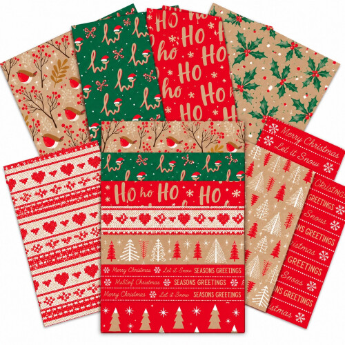 32 Christmas Wrapping Paper Sheets Contemporary