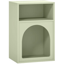 Bedside Table with 2 Open Compartments, Arched Silhouette Nightstand in Light Green for Bedroom Reading Nook