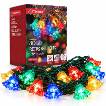 Retro Bell Christmas Lights 80 LED Multicoloured