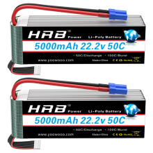 HRB Batterie Lipo, Lot de 2, 6S 5000mah XT60, 22,2V, pour Drone et Voiture RC