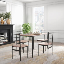 Nastopee 5 Piece Dining Table and Chairs Set, Black Kitchen Table with 4 Chairs, Space-Saving Dining Room Furniture