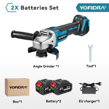 YOFIDRA Meuleuse d'angle sans fil 125mm 3000W 4 vitesses avec lot de 2 batteries A pour Makita 18V