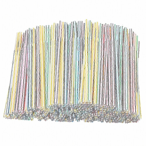 300 Pieces Plastic Drinking Straws 8 Inches Long Multi-Colored Striped Bedable