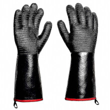 Grillhandschuhe – 800 C dicke Hitzeschutzhandschuhe mit S-Haken, 35,5 cm lange Küchenofenhandschuhe, wasserdichte Grillhandschuhe, Edi