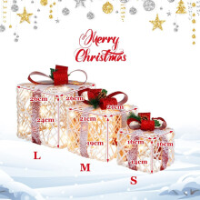 Cajas de regalo navideñas Juego de 3 cajas de regalo iluminadas con lazos Luces LED Temporizador 6H