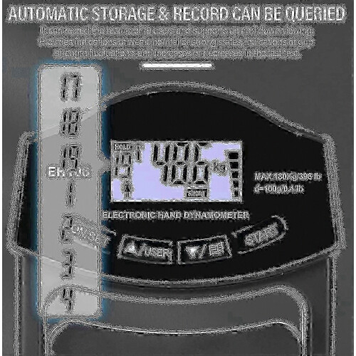 Testeur de force de préhension, dynamomètre manuel numérique 396 lbs/180 kg, écran LCD USB, édition CC 1