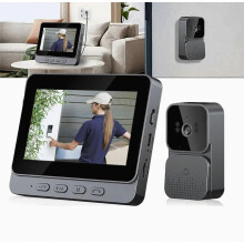 Draadloze deurbel met camera, 1080p HD-video, 4,3 inch IPS-scherm, 90 dB beltoon, video-intercomsysteem voor huisbeveiliging en gezinsv