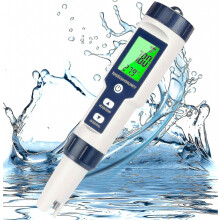 5 in 1 Digital Water Tester Measures PH TDS EC Temperature And Salt Levels 0.01 Resolution For Pools Aquariums And Hydroponics