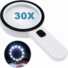 Loupe éclairante portable à 12 LED, grossissement 30x, double lentille en verre, nouveauté S04