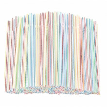 500 pajitas de plástico de 20 cm de largo, multicolores, a rayas, aptas para cama S04