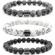 Paquete de 3 pulseras para dejar de fumar, pulsera magnética negra para cálculos biliares, elegante y versátil, pulsera anti-ansiedad p
