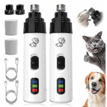 Tagliaunghie elettrico silenzioso Heusom Silent Groom Pro, ricaricabile tramite USB, per cani, confezione da 2 tagliaunghie per cani w_