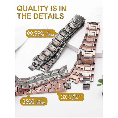 Ανδρικό βραχιόλι χαλκού 3X αντοχής - 99,99% καθαρός χαλκός με μαγνήτες ρυθμιζ 2