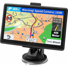 Autonavigatiesysteem met GPS, 7-inch HD-scherm, levenslange kaartupdates, flitsers en POI-waarschuwingen voor vrachtwagenchauffeurs.