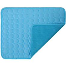 Tapis rafraîchissant pour chien et chat, Bleu, Taille L (70x55cm), Tissu soie glacée respirant et pliable