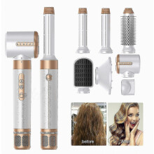 Kit professionale 7 in 1 per lo styling dei capelli, include piastra, arricciacapelli e asciugacapelli per risultati da salone a casa.