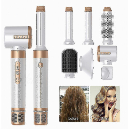 Kit professionale 7 in 1 per lo styling dei capelli, include piastra, arricciacapelli e asciugacapelli per risultati da salone a casa.