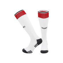 (L(UK 3.5-11), MUFC White) 2027 Kids Football Grip Socks High Knee Football Training Socks - Quick Dry Breathable Cushioned Socks