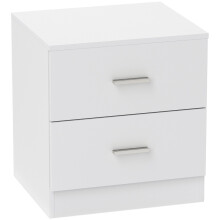 Modern Bedside Table with 2 Drawers, White Nightstand Cabinet with Flat Top for Bedroom and Living Room, 45W x 39.5D