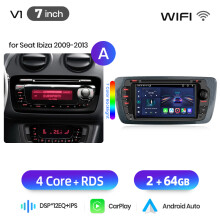 Junsun Autoradio Android 14, 2GB 64GB, Écran Tactile 7 pouces, CarPlay sans fil et Android Auto, pour Seat Ibiza 6J