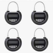Elektronisches Zeitschloss, 4er-Pack, programmierbarer Timer mit Display, ABS + Metall, max. 999 Stunden, für Behälter, Mülleimer, Spie