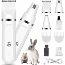 Kit de toilettage 2 en 1 pour cobayes et lapins : tondeuse à cheveux et lime à ongles sans fil pour petits animaux, tondeuse à ongles é