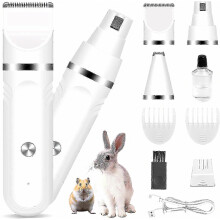 Kit de toilettage 2 en 1 pour cobayes et lapins : tondeuse à cheveux et lime à ongles sans fil pour petits animaux, tondeuse à ongles é