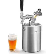 2L Stainless Steel Beer Growler, Double-Wall Insulated Mini Keg, Portable Pressurized Beer Container with Cap for Parties and Camping