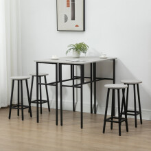 Nastopee 6 Piece Bar Table and Stools Set, Grey Breakfast Bar Table with 4 Counter Height Stools, Kitchen Dining Furniture
