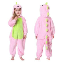 (pink, 125/140) Flannel Little Dinosaur Animal Onesie (Children’s and Adult Sizes) — Winter Loungewear: Unisex Warm Pyjamas