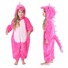 (plum red, S) Flannel Little Dinosaur Animal Onesie (Children’s and Adult Sizes) — Winter Loungewear: Unisex Warm Pyjamas