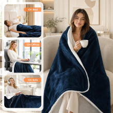 (Blue) Heated Blanket Electric Throw 200x180cm
