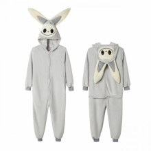 (Gray, 120) Capybara Labubu Halloween Pumpkin Flannel Onesie Pajamas Unisex Adult Cartoon Sleepwear