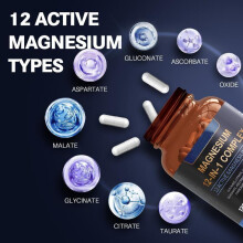 (120 capsules) 12-in-1 Magnesium Complex Capsules, Vitamin & TK Blend Supplement