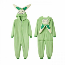 (green, S) Capybara Labubu Halloween Pumpkin Flannel Onesie Pajamas Unisex Adult Cartoon Sleepwear
