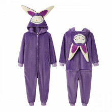 (Purple, L) Capybara Labubu Halloween Pumpkin Flannel Onesie Pajamas Unisex Adult Cartoon Sleepwear