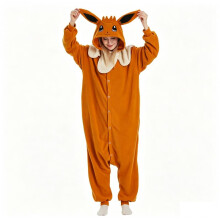 (Eevee original, XL) Halloween Fleece White Dragon Animal Onesie Pajamas, Cartoon Fruit Hooded Jumpsuit Cosplay Costume for Couples, Funny Homewear
