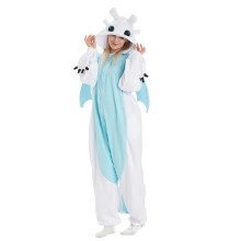 (White dragon, S) Halloween Fleece White Dragon Animal Onesie Pajamas, Cartoon Fruit Hooded Jumpsuit Cosplay Costume for Couples, Funny Homewear